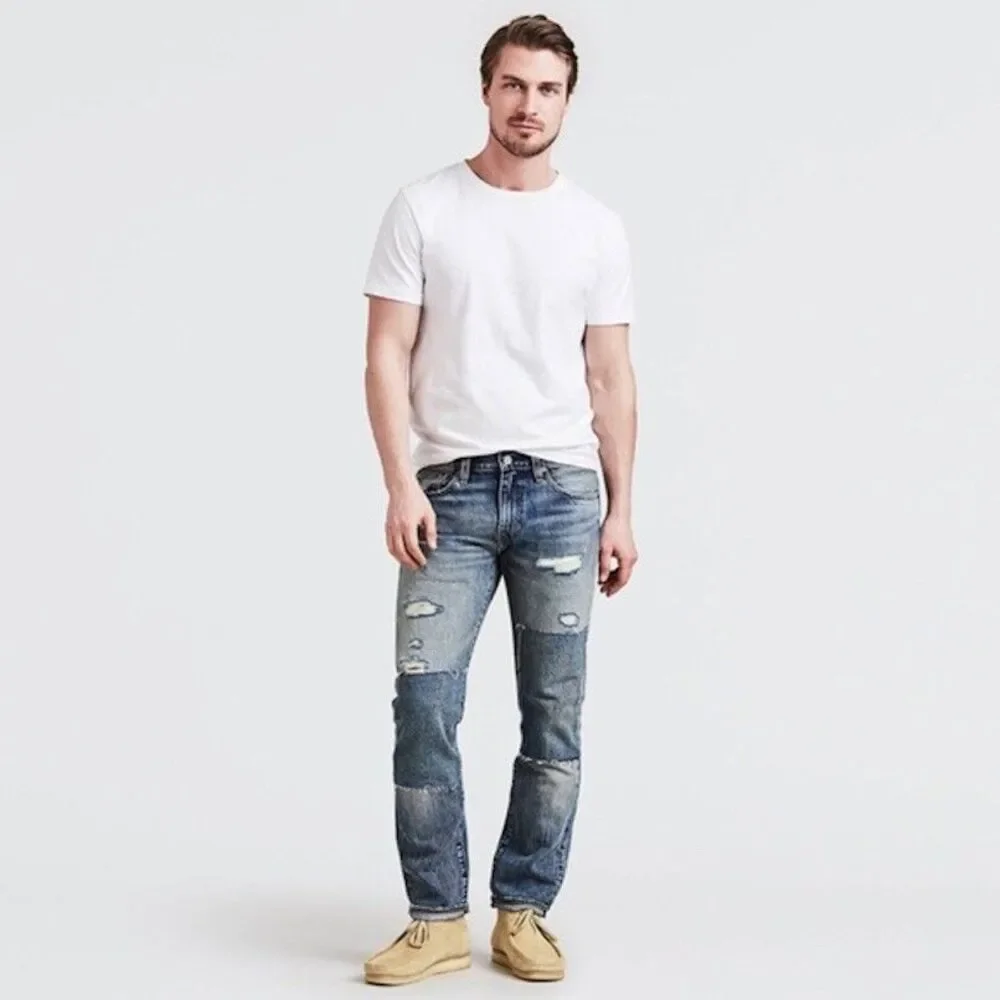 Levi's 511 Slim Fit Ripped Distressed Selvedge Jeans